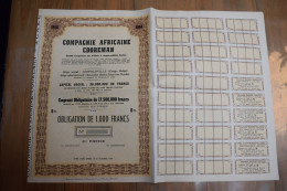 Compagnie Africaine Cooreman Société Congolaise Léopoldville Congo Belge 1000 Frs Non Numéroté - Afrika