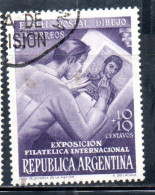 ARGENTINA 1950 INTERNATIONAL PHILATELIC EXHIBITION STAMP DESIGNING 10c + 10c USED USADO OBLITERE' - Gebruikt