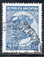 ARGENTINA 1945 1947 BULL CATTLE BREEDING 20c USED USADO OBLITERE' - Usados