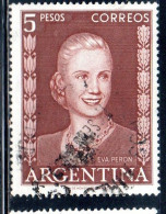 ARGENTINA 1952 1953 EVA PERON 5p USED USADO OBLITERE' - Gebraucht