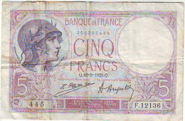 BILLET 5 FRANCS VIOLET - Du 22 Février 1923 - - F 12136 - 445 - - 5 F 1912-1917 ''Bleu''