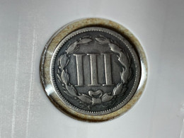 1865 United States 3 Cent Trime Coin, F Fine - E.Cents De 2, 3 & 20