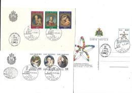 SAINT MARINO-2 TRES BELLES ENVELOPPES IMPRIMES SE TENANT -ET 1 CARTE POSTALE TOUS NEUVE * *-ET 1er JOURS- DE 1983-84 - Briefe U. Dokumente