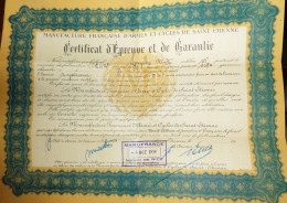 CERTIFICAT D EPREUVE ET DE GARANTIE MF 1956 - Documenti