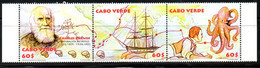 CABO VERDE, 2009, OCTOPUS,SHIP,  C.DARWIN, 3v. MNH** - Andere & Zonder Classificatie