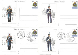 SAINT MARINO-ENTIERS POSTAUX-CARTE POSTALE-UNIFORMES MILITAIRES-6 SERIES-ET 6 SERIES 1er JOUR TOUS NEUVES * * COMPLETES - Postal Stationery