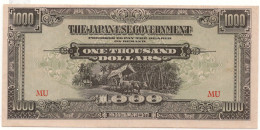 Japan Government Occupation JIM Malaya 1000 Dollars WWII ND 1942-1945  UNC M-10 - Japon