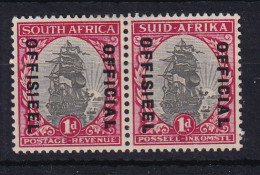 South Africa: 1935/49   Official - Ship   SG O21aw    1d  Grey & Carmine  [Wmk Upright]   MH Pair - Dienstzegels