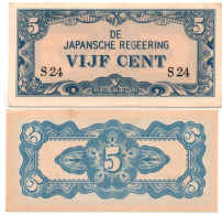 Japan Government Occupation JIM Indonesia Netherland Indies 5 Cents WWII ND 1942  P-120 UNC - Japón