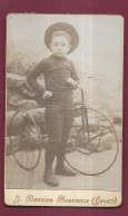 020424 - PHOTO CDV J BARRIEU FLEURANCE Gers - Enfant Vélo Tricycle Jouet Béret - Objetos