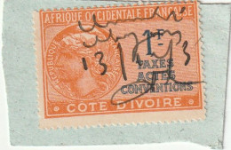 A.O.F Côte D'Ivoire Timbre Fiscal Taxes Actes Conventions  1Franc - Used Stamps