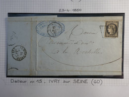 DM 7 FRANCE BELLE LETTRE RARE   1850 PETIT BUREAU IVRY  A LA ROCHELLE  +CERES  N°3  +VU BEHR DISPERSION COLLECTION+++ - 1849-1876: Periodo Clásico