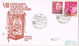 54609. Carta Certificada MIERES (Asturias) 1069- Tema MUSICA, Musik, Certamen Agrupaciones Corales. CARTERIA - Briefe U. Dokumente