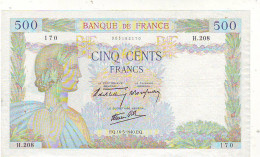 500 FRANCS LA PAIX - EQ. 16.5. 1940 EQ - H 208 - 170 - 2ème Date - 500 F 1940-1944 ''La Paix''