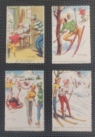 Carte Postale Illustrateur Jean CHAPERON - Lot De 4 Cartes Thème SKI - Chaperon, Jean