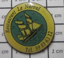 713A  Pin's Pins / Beau Et Rare / ALIMENTATION / RESTAURANT LE NARVAL BATEAU VOILIER - Alimentation