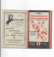 Vieux Papiers - Calendrier De L' Union Sportive Montluçonnaise Rugby Saison 1936 -1937 - Kleinformat : 1921-40