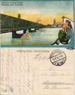 Warschau Warszawa Kierbedzbrücke, Künstlerkarte Gel. Feldpost 1916 - Poland