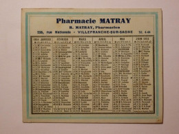 CALENDRIER POCHE 1951 - PHARMACIE MATRAY - VILLEFRANCHE SUR SAONE (69) / Rue Nationale - Tamaño Pequeño : 1941-60