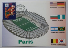 PARIS - Stade, Carte Postale Avec Timbre France 98 Paris (football) Et Cachet Du Match Belgique - Corée Du Sud - Fútbol