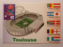 TOULOUSE (31) - Stade, Carte Postale Avec Timbre France 98 Toulouse (football) Et Cachet Match Nigéria - Paraguay - Fútbol