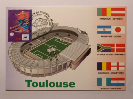 TOULOUSE (31) - Stade, Carte Postale Avec Timbre France 98 Toulouse (football) Et Cachet Match Afrique Sud - Danemark - Fútbol
