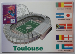 TOULOUSE (31) - Stade, Carte Postale Avec Timbre France 98 Toulouse (football) Et Cachet Match Argentine - Japon - Fútbol