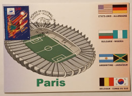 PARIS - Stade, Carte Postale Avec Timbre France 98 Paris (football) Et Cachet Du Match Nigéria - Bulgarie - Fútbol