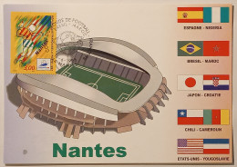 NANTES (44) - Stade, Carte Postale Avec Timbre France 98 Toulouse (football) Et Cachet Match Brésil - Maroc - Fútbol