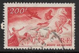 Yvert 19b 200 F Rouge Foncé (Papier Normal Fin) - O - Défaut - 1927-1959 Usati