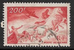 Yvert 19b 200 F Rouge Foncé (Papier Normal Fin) - O - Défaut - 1927-1959 Used