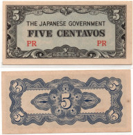 Japan Government Occupation JIM Philippines 5 Centavos WWII ND 1942 P-103 AUNC-UNC - Japan