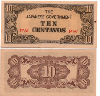 Japan Government Occupation JIM Philippines 10 Centavos WWII ND 1942 P-104 AUNC-UNC - Giappone