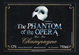 Etiquette Champagne Brut Rosé Le Fantôme De L'opéra The Phantom Of The Opera  "Opera Garnier Paris" - Champagner