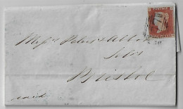 Great Britain 1845 County Of Gloucester Bank Fold Cover Cheltenham To Bristol 1 Penny Red Imperforate Corner Letter TA - Storia Postale