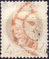 FRANCE - TàD Rouge Des Imprimés Sur Yv.52 4c Gris Cérès Dentelé - B (c.75€) - 1849-1876: Période Classique