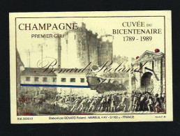 Etiquette Champagne  Brut  1er Cru  Cuvée Du Bicentenaire 1789-1989  Beranrd Roland  Mareuil/Aÿ  Marne 51 - Champagner