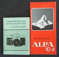 Alpa Reflex, Instructions For Use Of The Alpa 10 D With ... - Supplies And Equipment