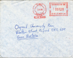 Colombia Air Mail Cover Sent Express To England With Meter Cancel CALI 2-10-1985 - Kolumbien