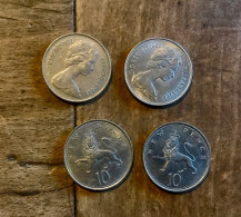 4 Pièces De Monnaie Grande Bretagne 10 Pence - 10 Pence & 10 New Pence