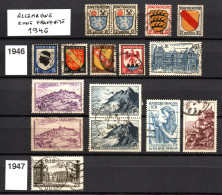 Années 1946 - 1947 + Allemagne (zone Française, 1946) 16 Timbres - Oblitérés - Gebruikt