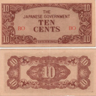 Japan Government Occupation JIM Burma 10 Cents WWII  EF Condition P-11 - Japón