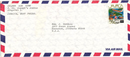 Jamaica Air Mail Cover Sent To USA 1987 Single Franked MAP Stamp - Giamaica (1962-...)