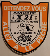 PECHE / POISSON - FISH - SIRENE - Matériel Pêcheur / AMORCE X21 Nantes - Champion - Autocollant Format BLASON Orange - Stickers