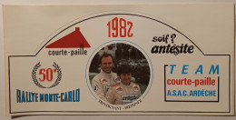 RALLYE MONTE CARLO 1982 - Trintignant - Hoephner - Team Courte Paille ASAC Ardèche - Autocollant - Stickers