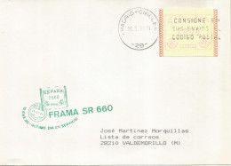 ESPAÑA  FRAMA 20 PTS 15-1-90 MADRID A VALDEMORILLO - Covers & Documents