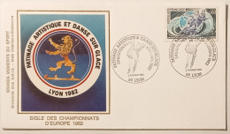 PATINAGE ARTISTIQUE ET DANSE SUR GLACE - LYON 1982 - Enveloppe Commémorative Avec Timbre Et Cachet - Patinaje Artístico