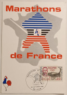 MARATHON DE FRANCE / FFA Finale 1986 / Coq Tricolore - Carte Philatélique Timbre 1960 Jean BOUIN Cachet LYON - Athletics