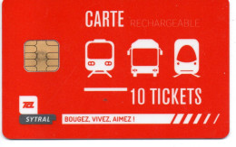 CARTE A PUCE 10 TICKETS TCL TRANSPORTS EN COMMUNS LYONNAIS METRO TRAMWAYS AUTOBUS - Autres & Non Classés