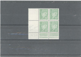 VARIÉTÉS -N°513 N** BLOC DE 4  PETAIN -80c VERT -PAPIER TRANSPARENT ( Cérès 513 B ) - Ungebraucht